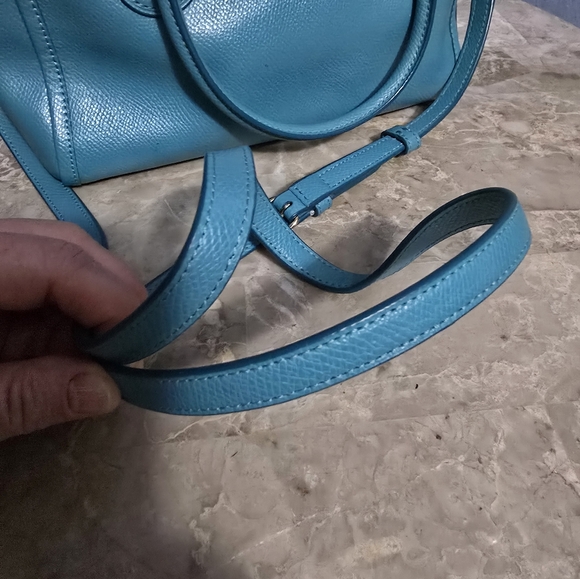Coach Bennett Teal Pebbled Leather Crossbody Satchel - Picture 7 of 11